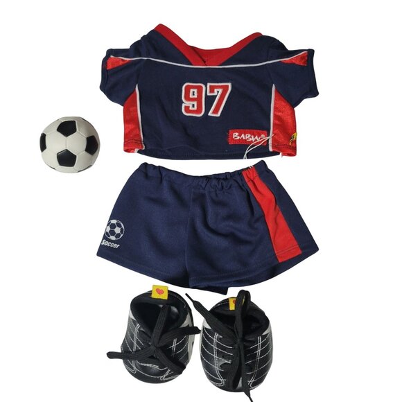 Build a Bear Soccer Uniform Cleats Ball Jersey Shorts Outfit for Plush Animals - Picture 1 of 9